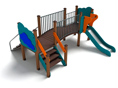 Детский игровой комплекс Литл с металлическим скатом Н-750 ДИО 04013