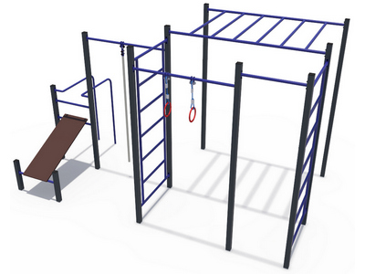Уличный кроссфит (комплекс из шведских стенок, скамья для пресса, турников и рукохода) СОВ 04508