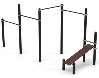 Каскад разноуровневых турников, с лавочкой для пресса TORUDA 50