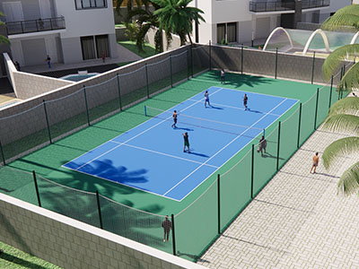 Теннисный корт TORUDA T-1 HARD (37х19, игровое поле 24х11)