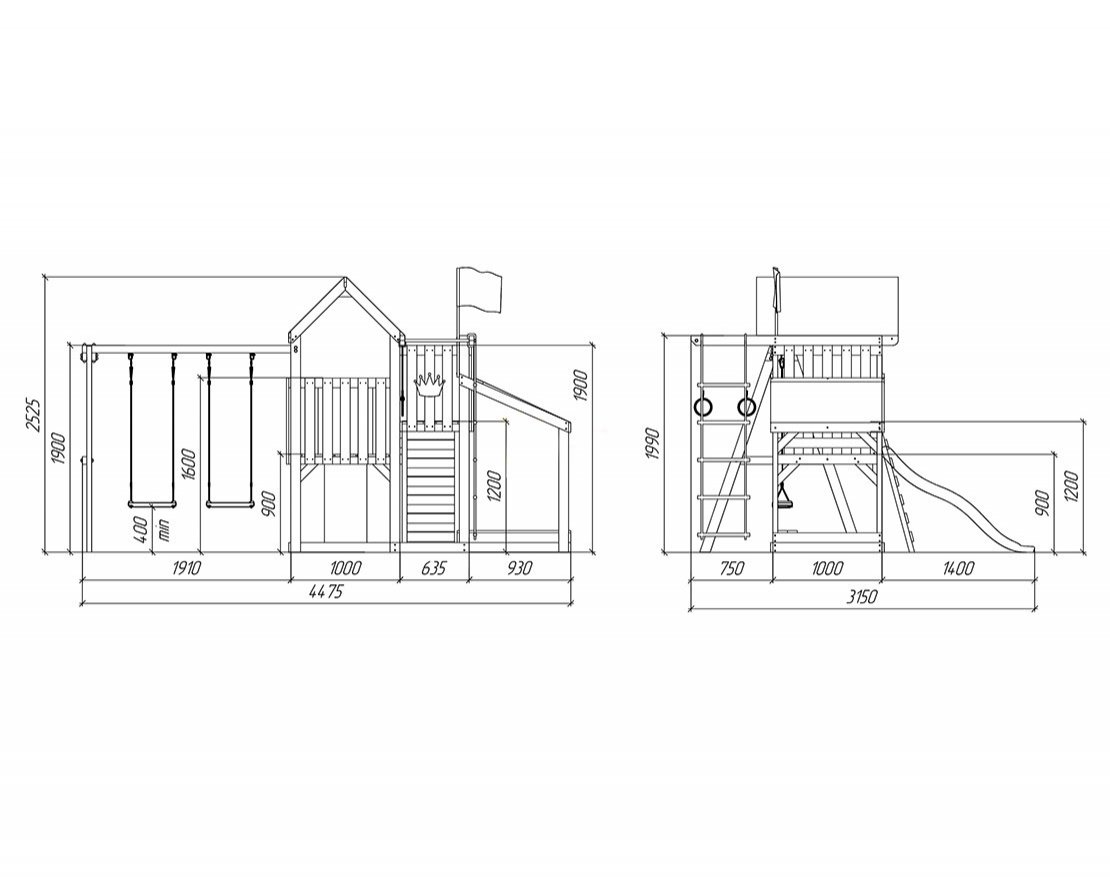 Детский игровой комплекс Савушка TooSun (Тусун) 3 с песочницей размеры