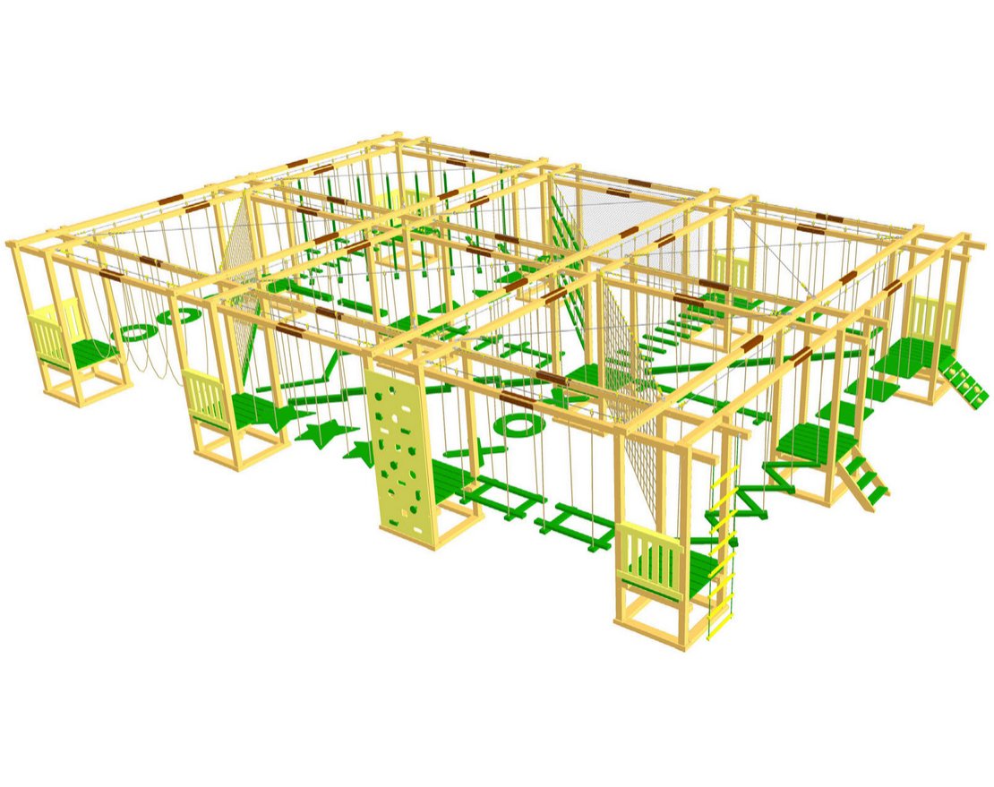 Детский веревочный парк  23 этапа