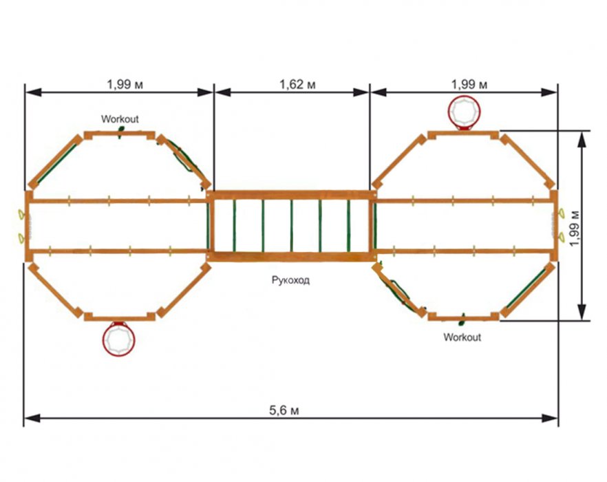 Спортивный игровой комплекс Двойной Воркаут - вид 2