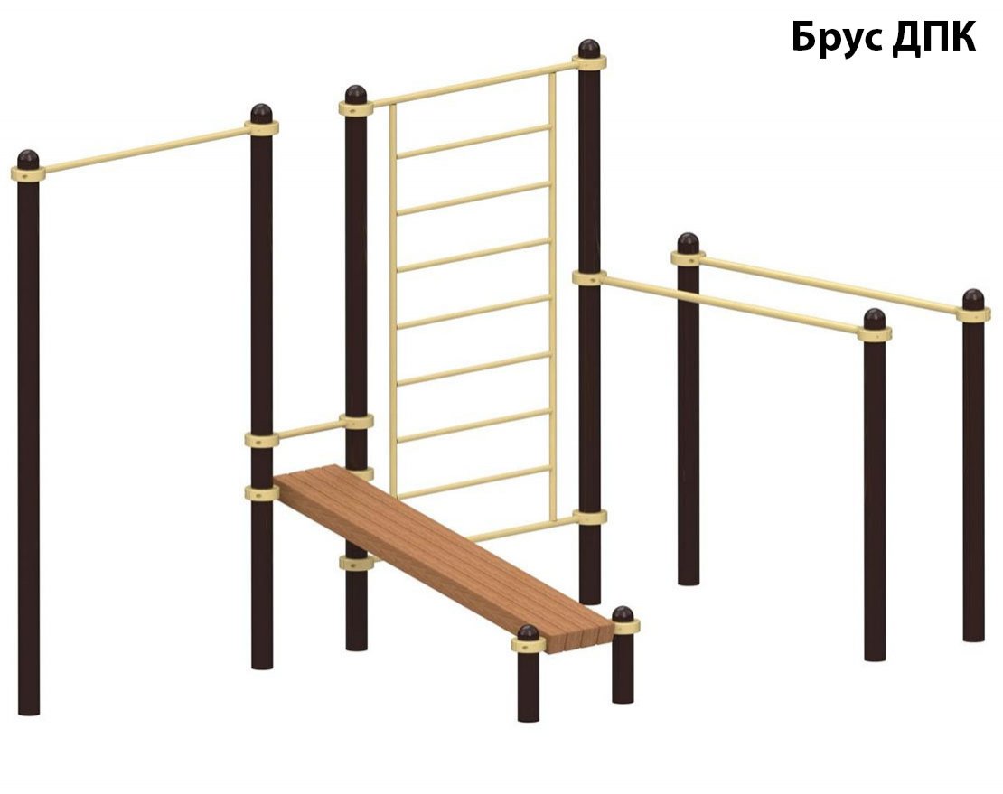 Уличный комплекс из брусьев, турника, шведской стенки и наклонной лавки для пресса TORUDA 70 - вид 2