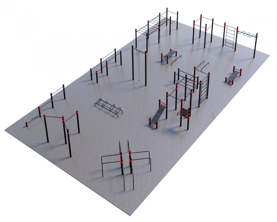 Проект Районная площадка для Воркаут и ГТО 3-7 (21 х 12 м) - вид 2