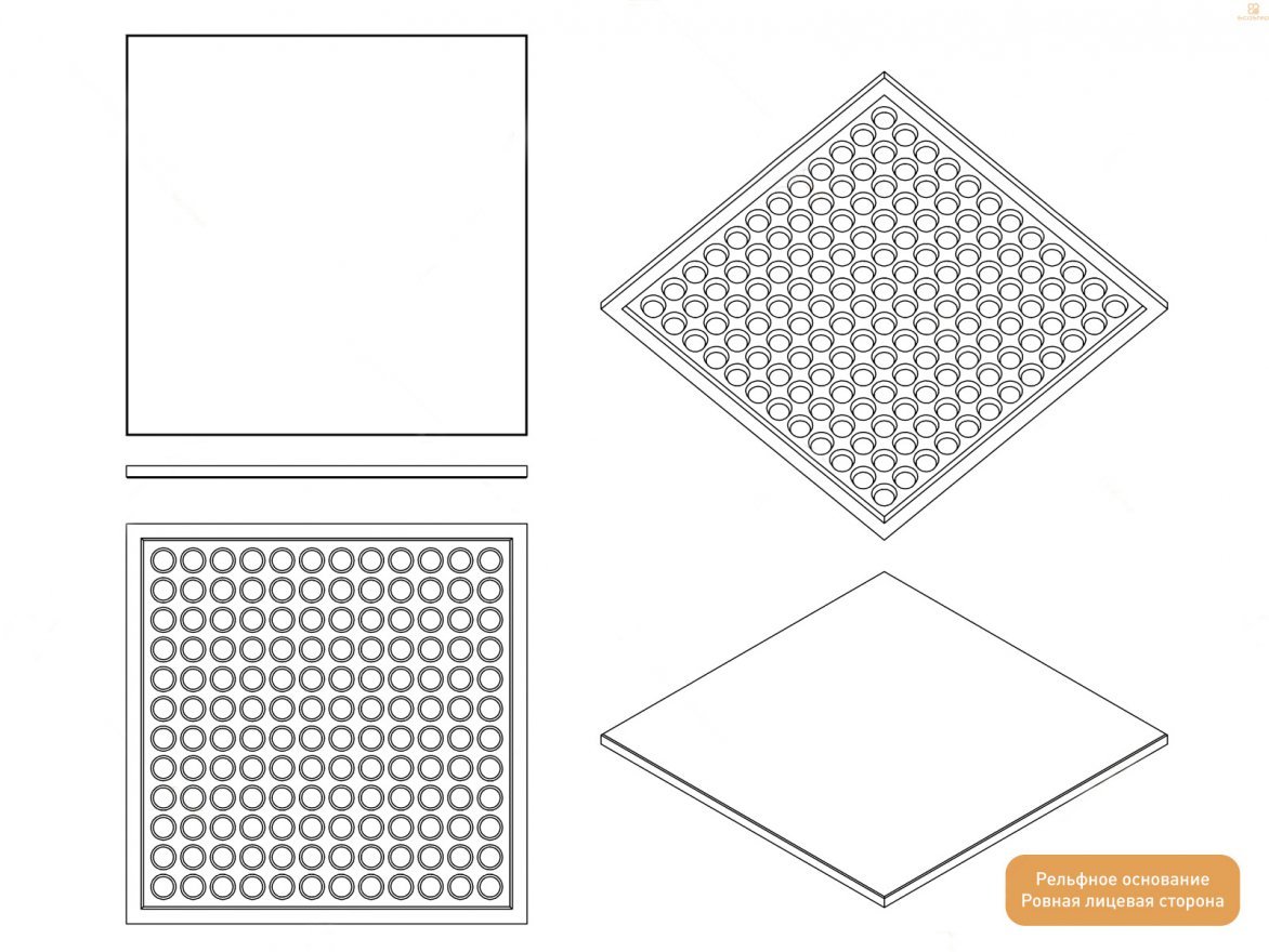 Резиновая плитка Gym EPDM 990х990 (30мм) с рельефным основанием - вид 2