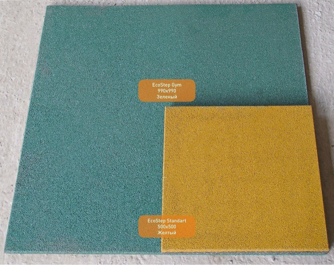 Резиновая плитка EcoStep Gym/Джим 500х500 (15-60 мм) с рельефным основанием - вид 2