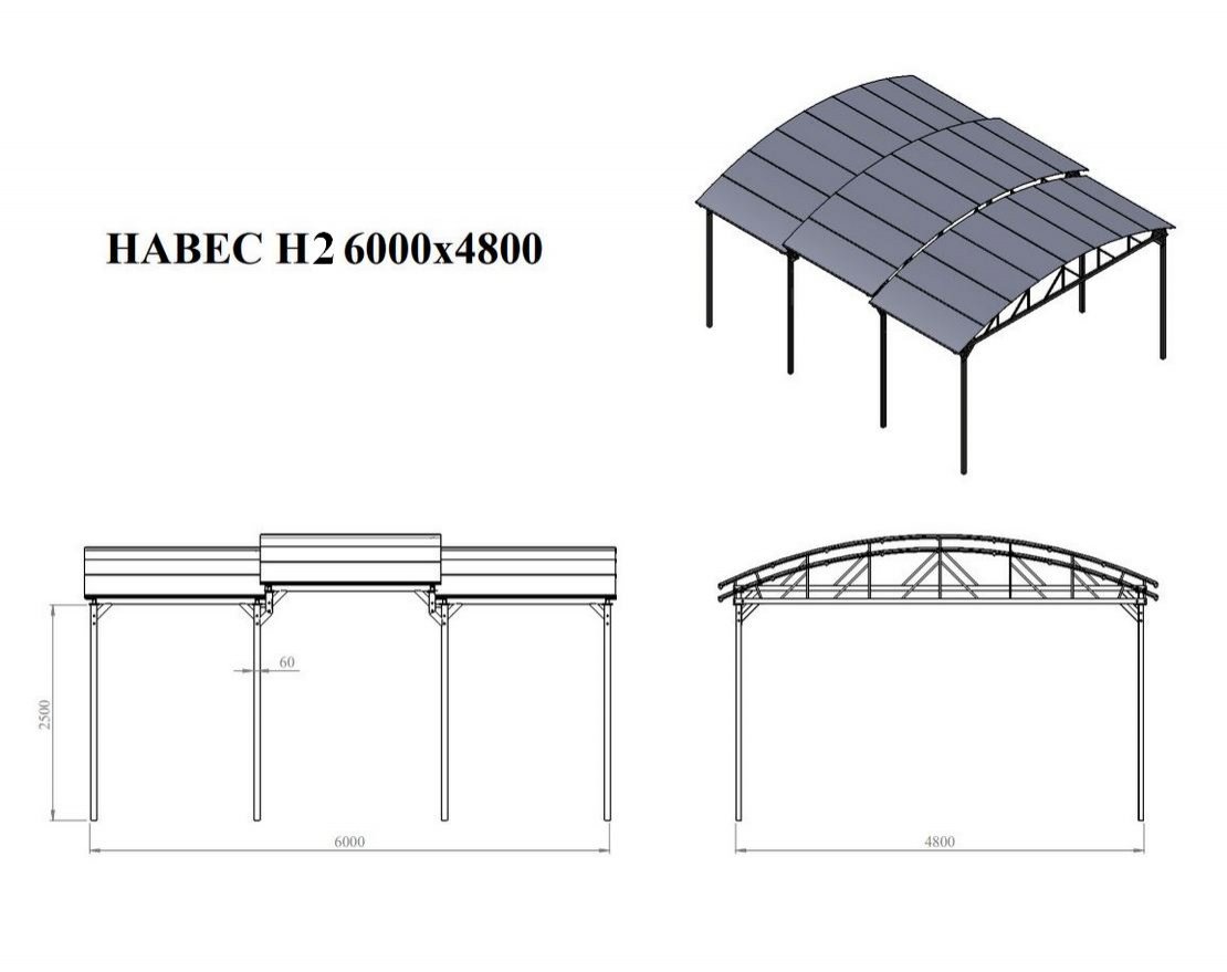 Навес H2 6 метров - вид 2