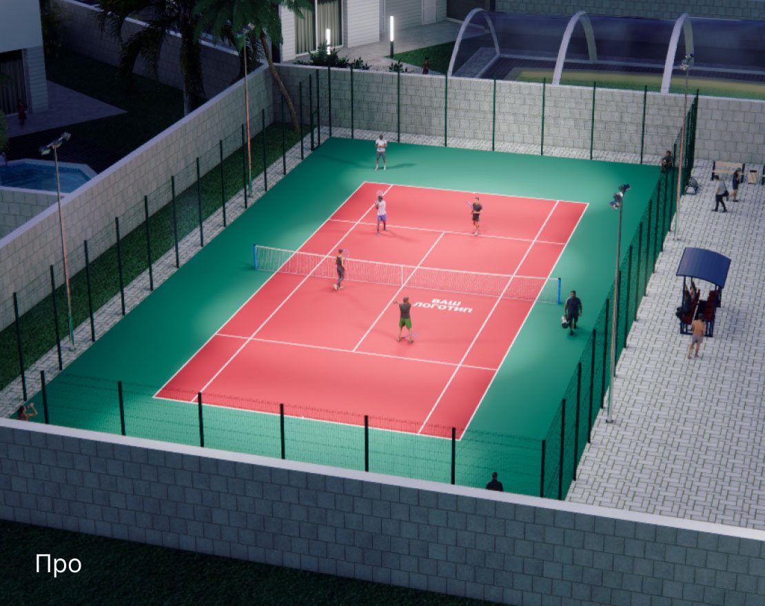 Теннисный корт TORUDA T-1 (37х19, игровое поле 24х11) - вид 2