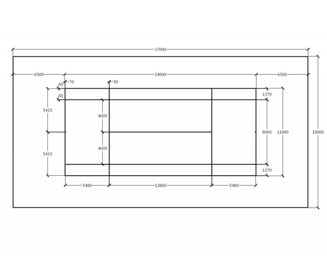 Корт для тенниса TORUDA T-1 HARD (37х19, игровое поле 24х11) - вид 8