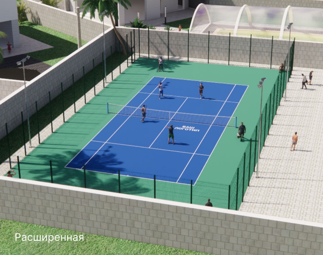 Теннисный корт TORUDA T-1 HARD (37х19, игровое поле 24х11) - вид 2