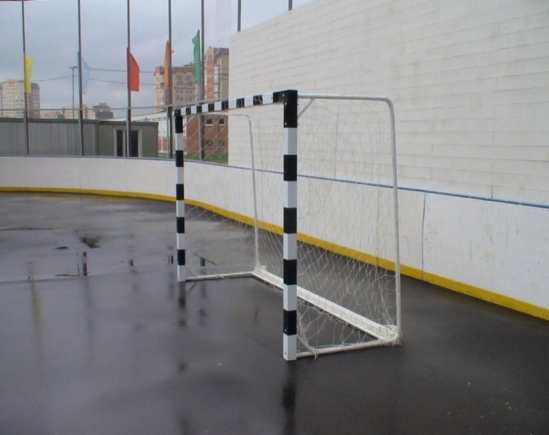 Ворота для мини-футбола и гандбола 2х3м свободностоящие с противовесом, с колесами, пара - вид 2